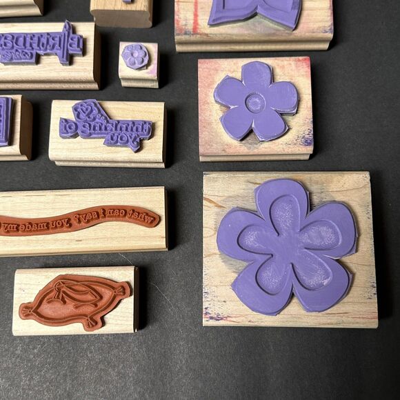 Lot of 23 Stampin UP Wood Stamp Stamps Mounted Rubber Mixed Themes Occasions - Picture 11 of 13